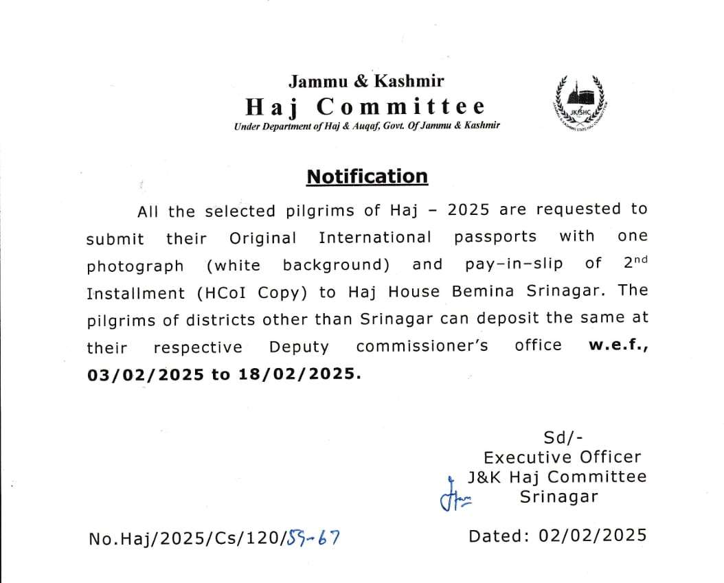 Haj 2025 Important Notification