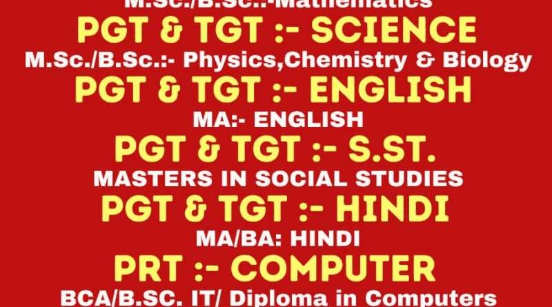 Job Recruitment in DEWAN DEVI PUBLIC SCHOOL Jammu