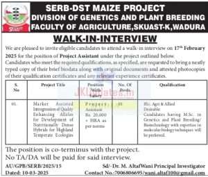 Recruitment in SKUAST-KASHMIR, Check Details