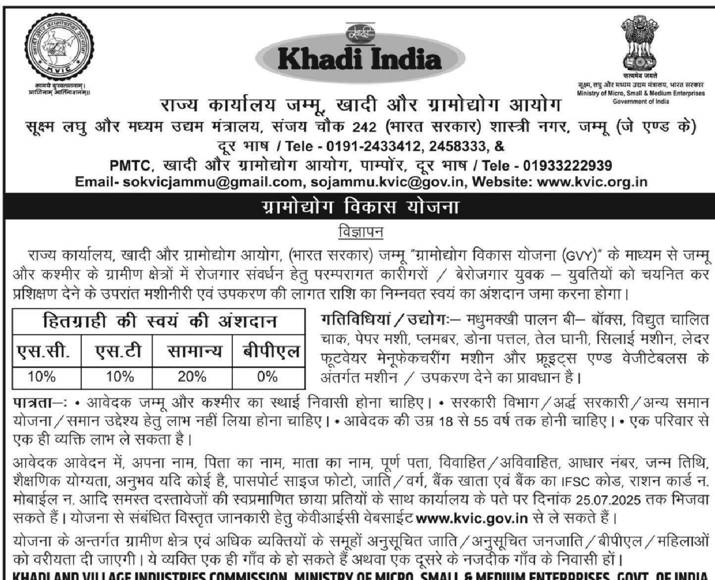 Khadi and Village Industries Commission Recruitment