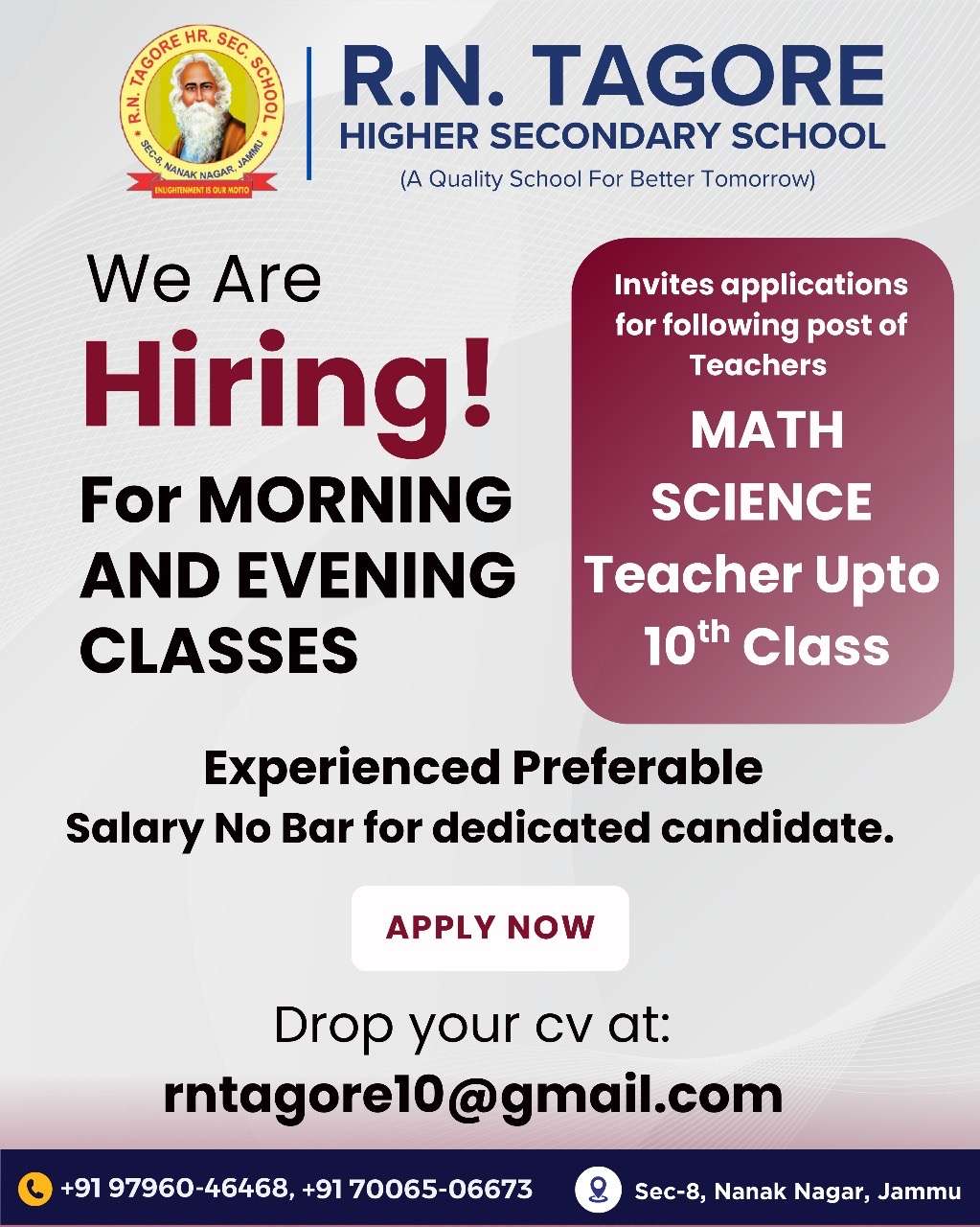 R.N. Tagore Hr. Sec. School Jobs