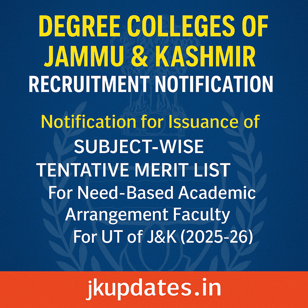 Degree Colleges of Jammu & Kashmir Recruitment Notification