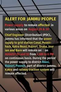 Alert for Jammu people
