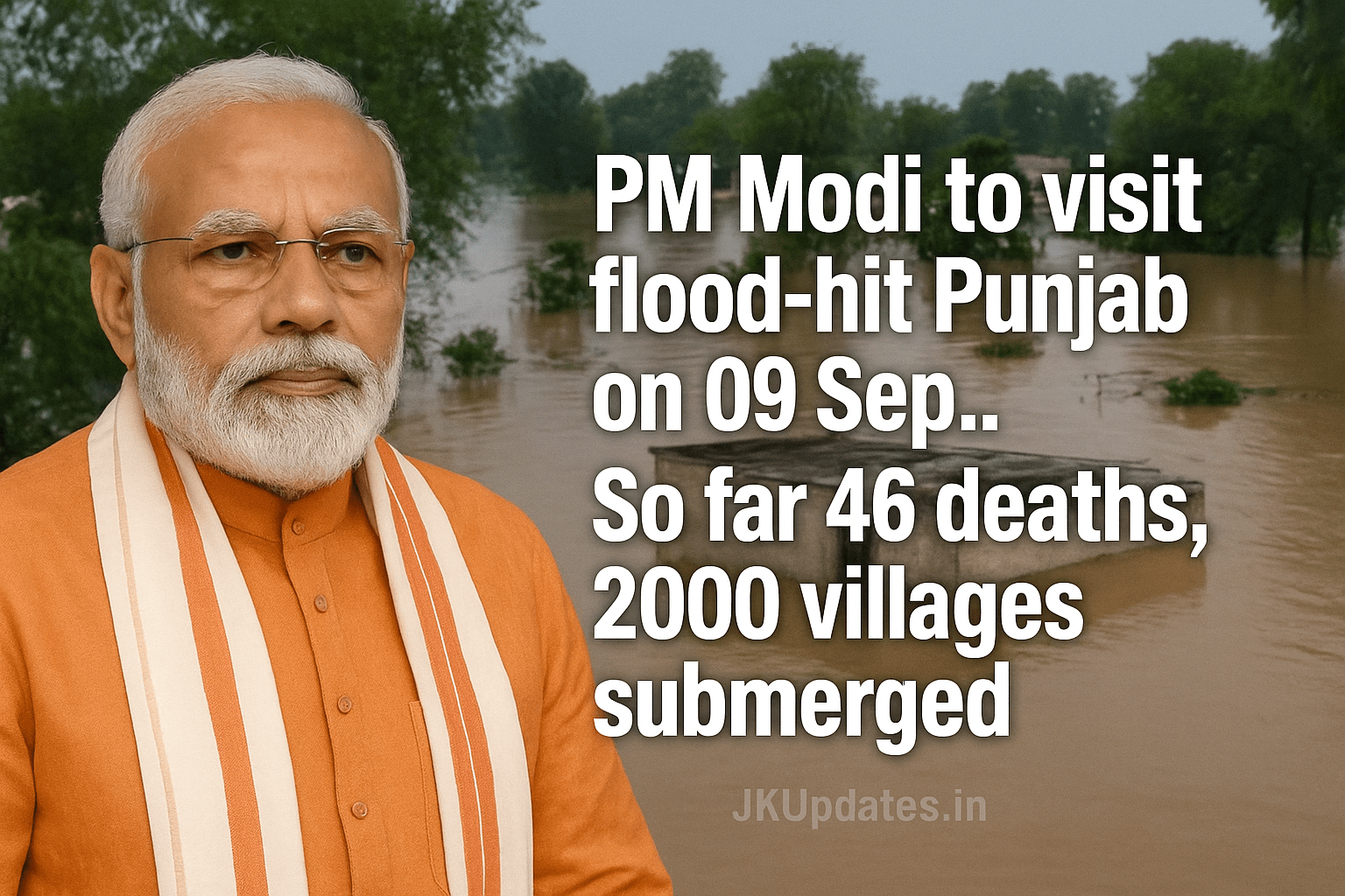 PM Modi to visit flood-hit Punjab on 09 Sep.. So far 46 deaths, 2000 villages submerged