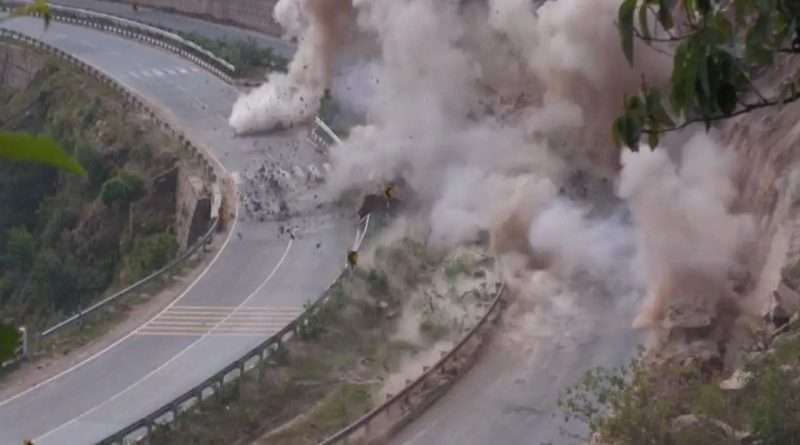 Three boulders blasted to widen Jammu-Srinagar National Highway