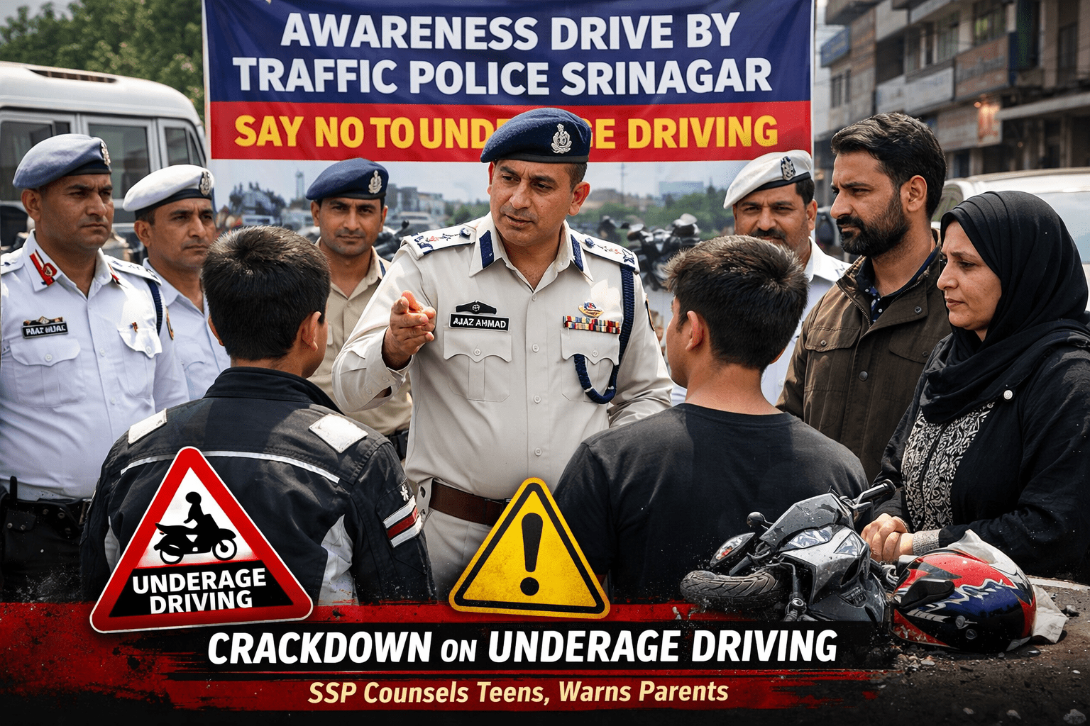 SSP Traffic Srinagar Takes Action on Underage Driving, Advises Parents