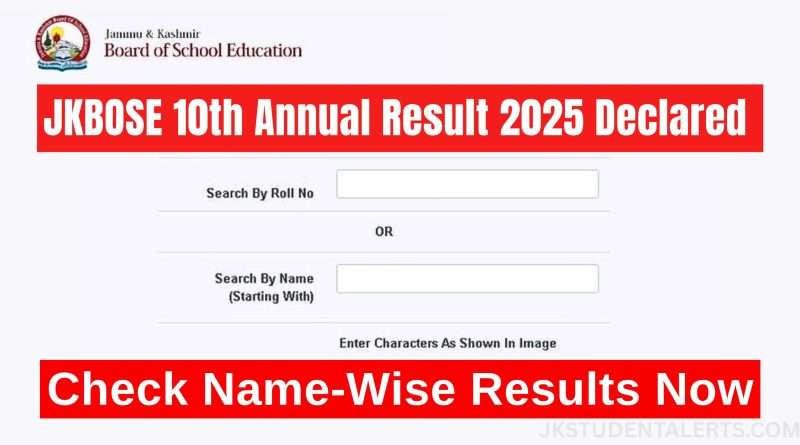 JKBOSE Class 10th Results Declared
