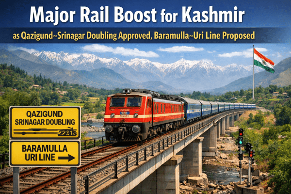 Major Rail Boost for Kashmir as Qazigund–Srinagar Doubling Approved, Baramulla–Uri Line Proposed