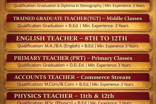 Job Recruitment in Dewan Devi Public School