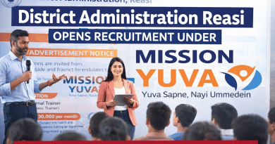 District Administration Reasi Opens Recruitment Under Mission YUVA