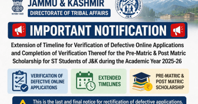 Directorate of Tribal Affairs J&K Important Notification