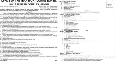 Drivers Registration for benefits under Government welfare schemes