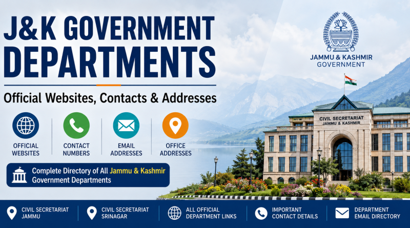 JK Government Departments – Official Websites, Contact Numbers, Email IDs & Addresses