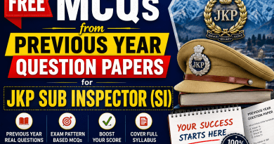 100% Free JKP SI MCQs Series From Previous Year Exams