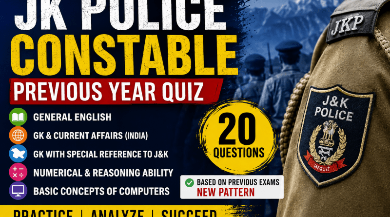 👍👍 Good News : 100% Free 👍👍 JKP Constable MCQs from PYQs Previous Year Question Papers Daily Free Mock Tests Only on JKUpdates Official Android App : Install Now and Prepare for your Exams 100% Free MCQs