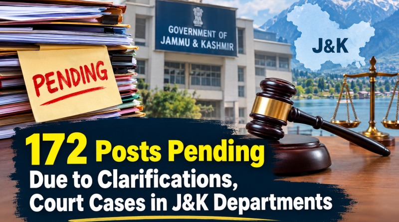 172 Posts Pending Due to Clarifications, Court Cases in J&K Departments